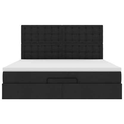 Ottoman bed met matras en LED's 180x200cm stof zwart