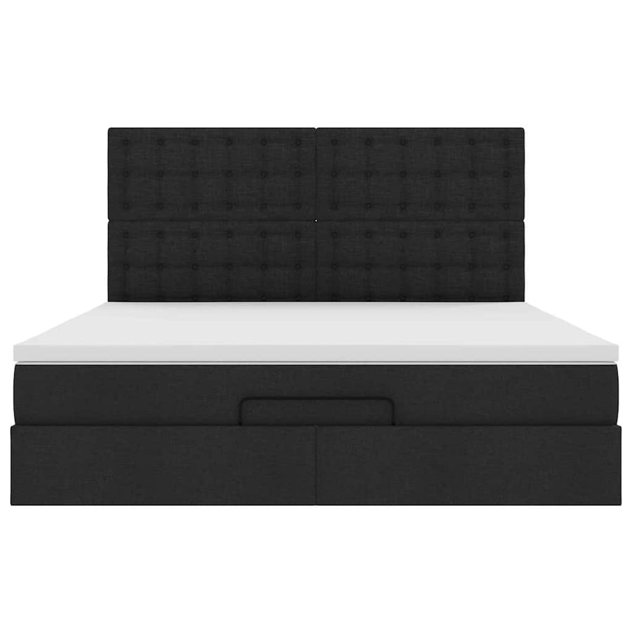 Ottoman bed met matras en LED's 180x200cm stof zwart