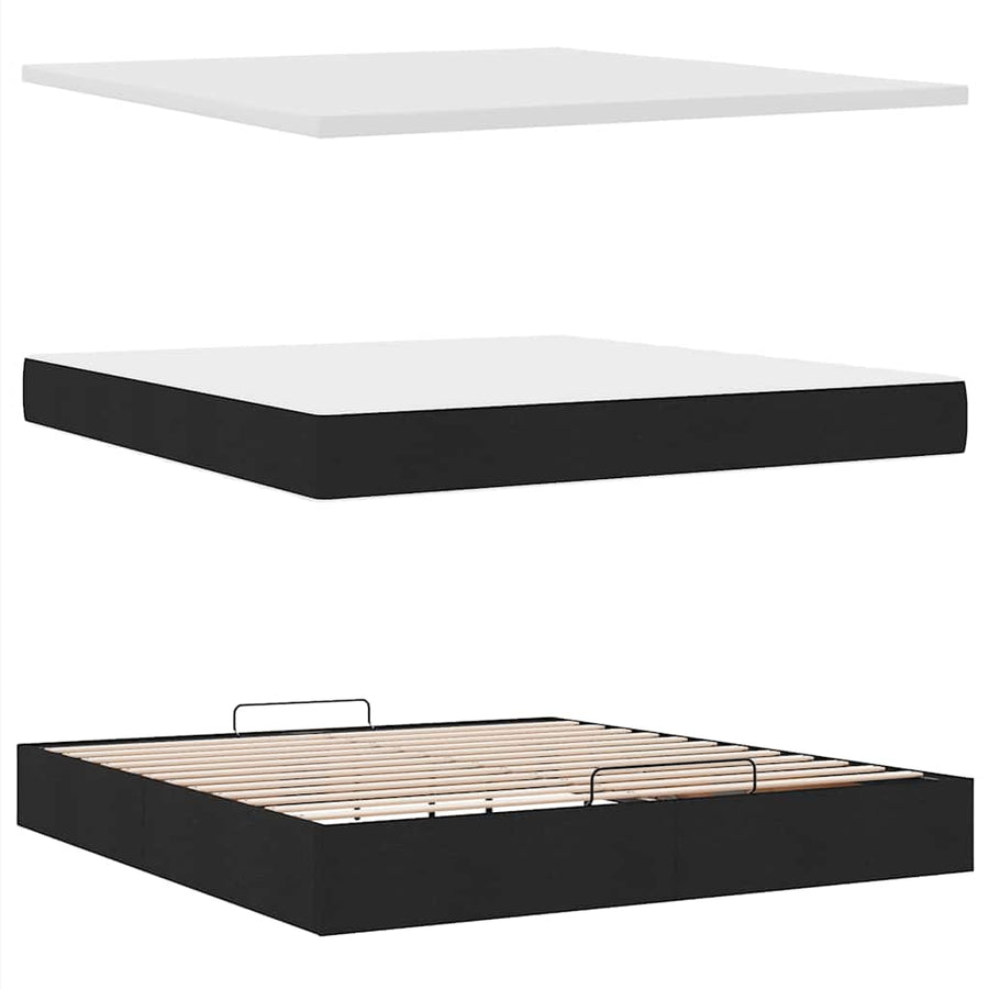 Ottoman bed met matras en LED's 180x200cm stof zwart