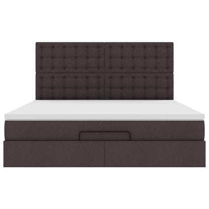Ottoman bed met matras en LED's 180x200cm stof donkerbruin