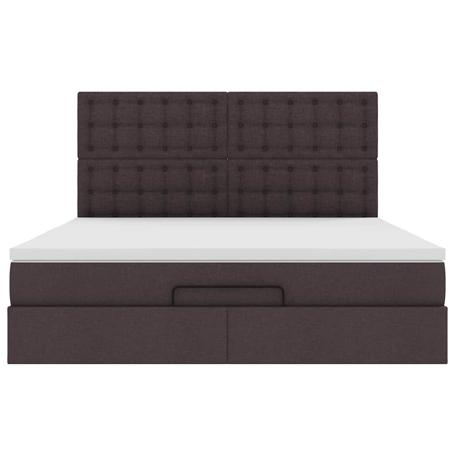 Ottoman bed met matras en LED's 180x200cm stof donkerbruin