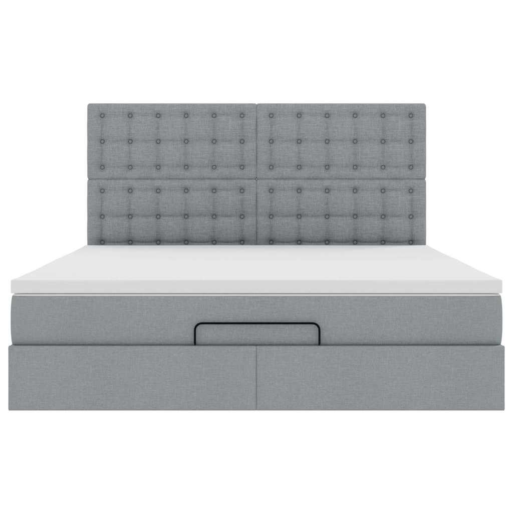 Ottoman bed met matras en LED's 180x200cm stof taupe