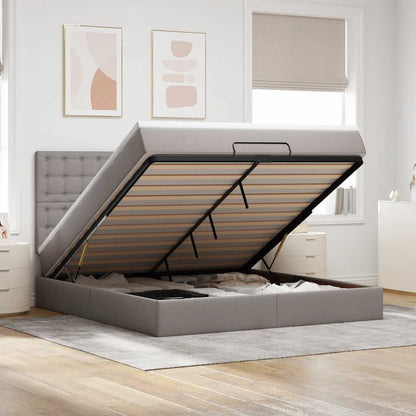 Ottoman bed met matras en LED's 180x200cm stof taupe