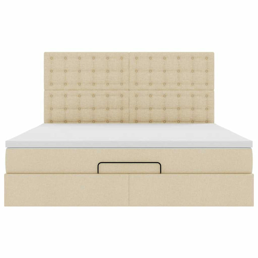 Ottoman bed met matras en LED's 180x200cm stof crèmekleurig