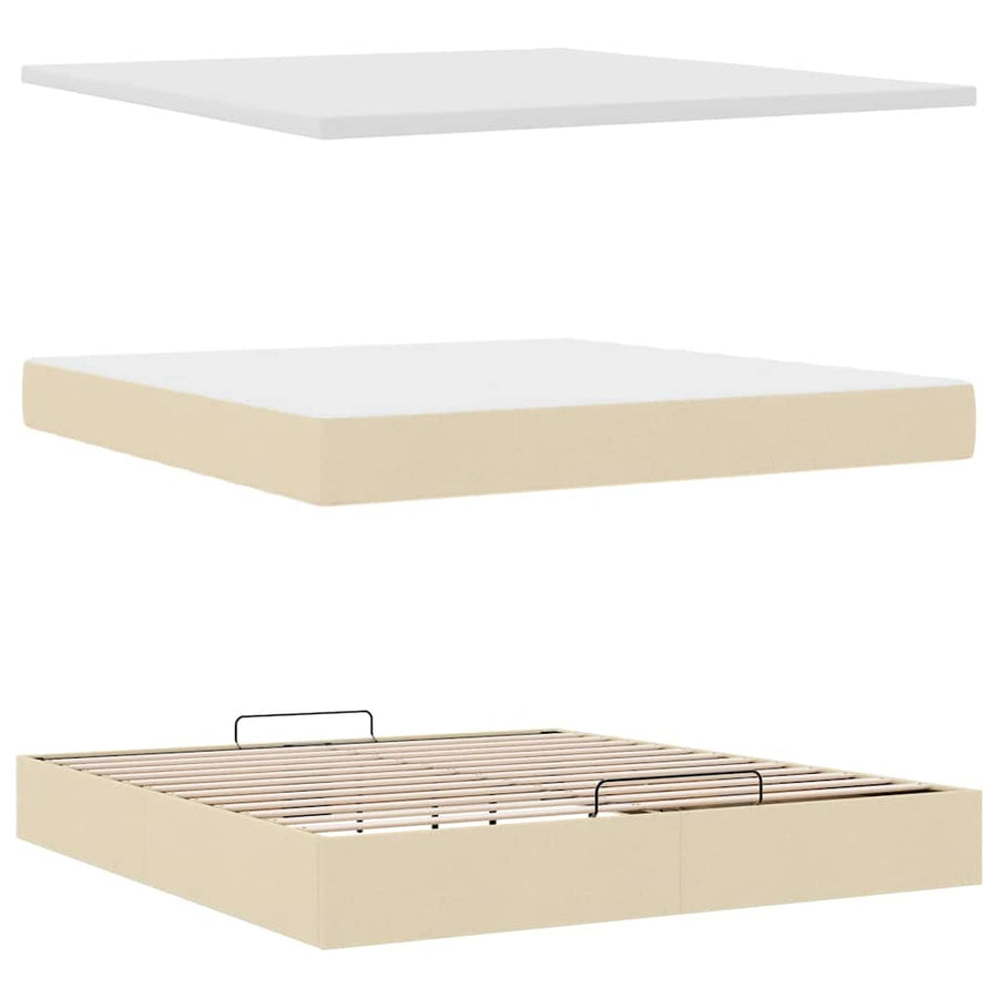 Ottoman bed met matras en LED's 180x200cm stof crèmekleurig