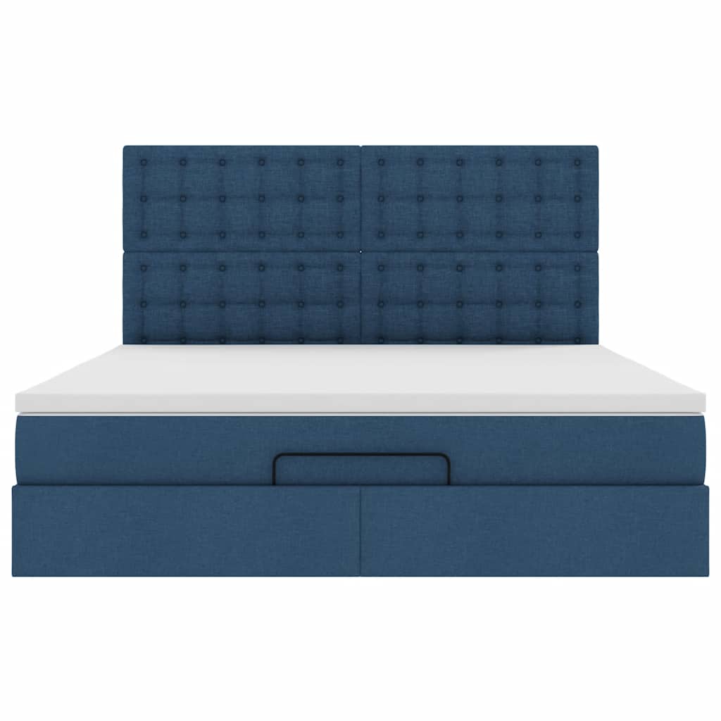 Ottoman bed met matras en LED's 180x200cm stof blauw
