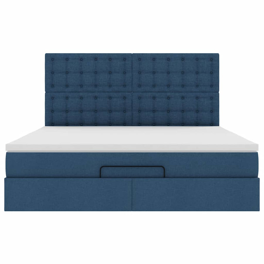 Ottoman bed met matras en LED's 180x200cm stof blauw