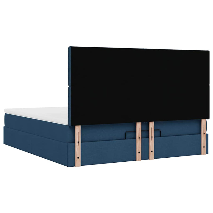 Ottoman bed met matras en LED's 180x200cm stof blauw