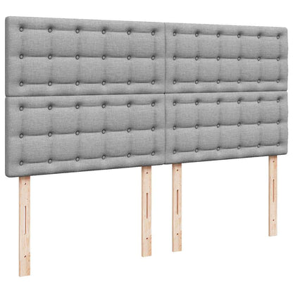 Ottoman bed met matrassen en LED's 200x200cm stof lichtgrijs