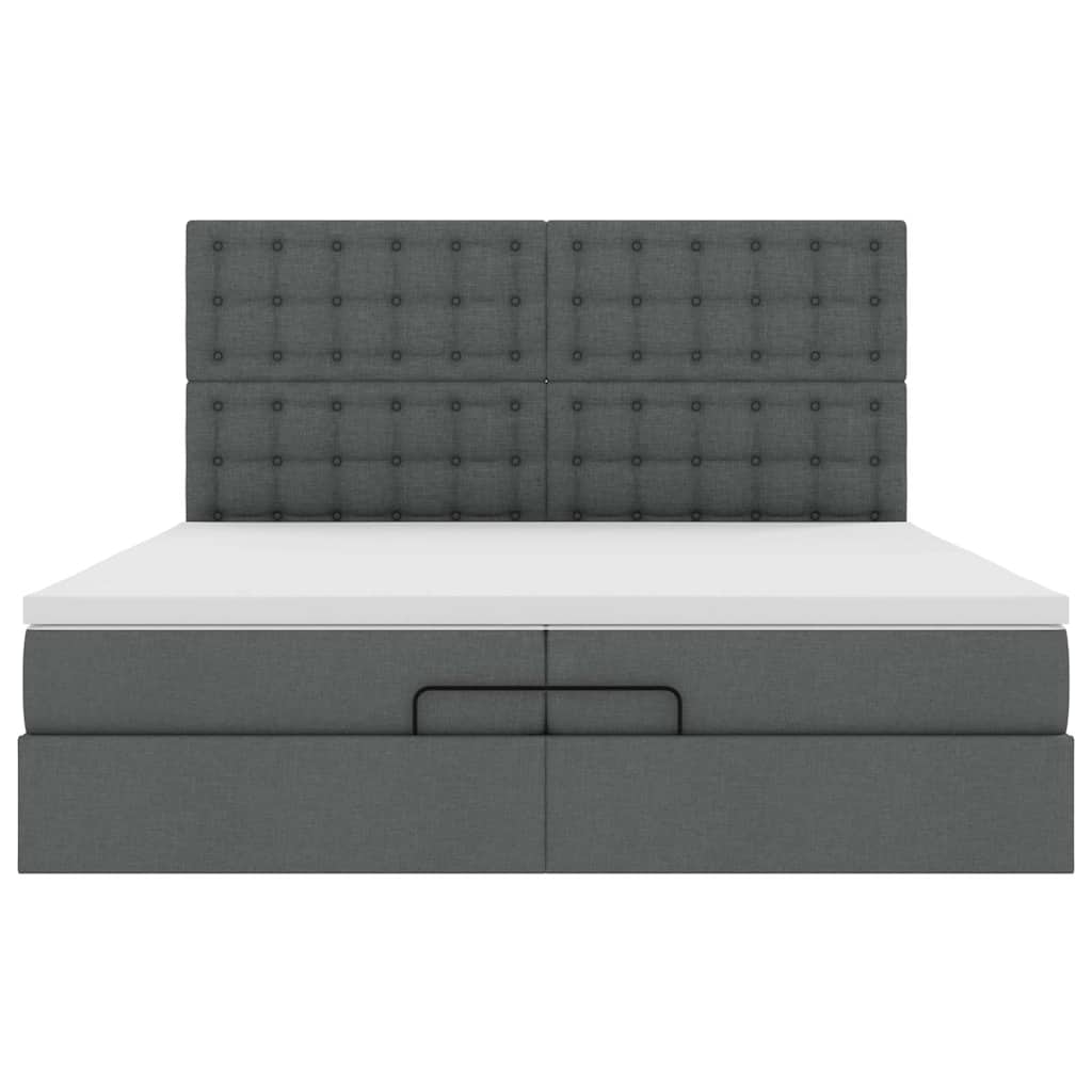 Ottoman bed met matrassen en LED's 200x200cm stof donkergrijs