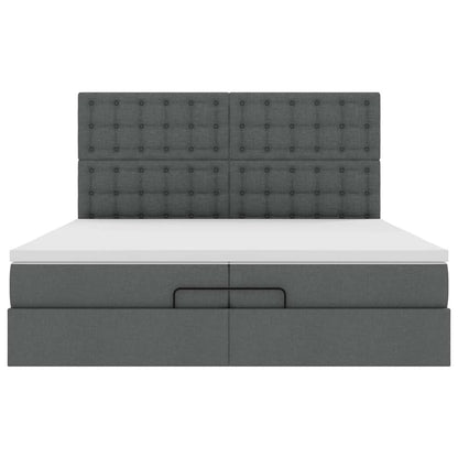 Ottoman bed met matrassen en LED's 200x200cm stof donkergrijs