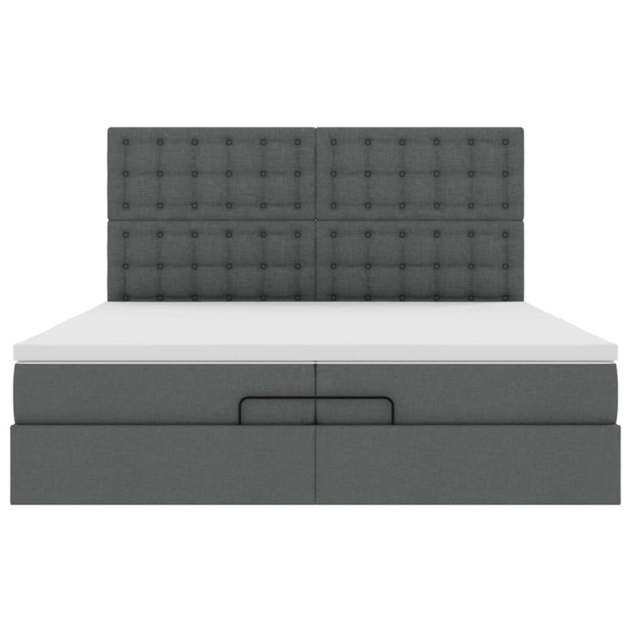 Ottoman bed met matrassen en LED's 200x200cm stof donkergrijs