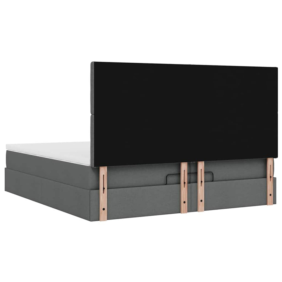 Ottoman bed met matrassen en LED's 200x200cm stof donkergrijs