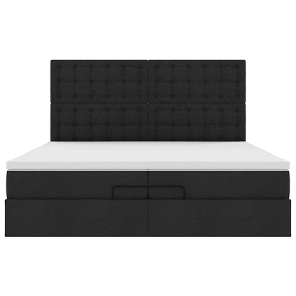 Ottoman bed met matrassen en LED's 200x200cm stof zwart