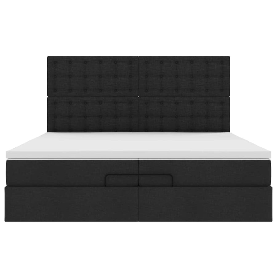 Ottoman bed met matrassen en LED's 200x200cm stof zwart