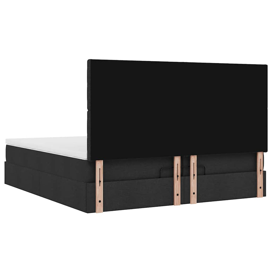 Ottoman bed met matrassen en LED's 200x200cm stof zwart