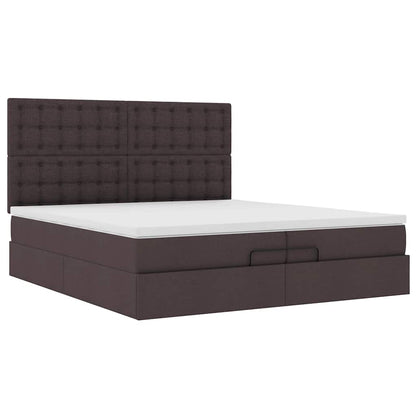 Ottoman bed met matrassen en LED's 200x200cm stof donkerbruin