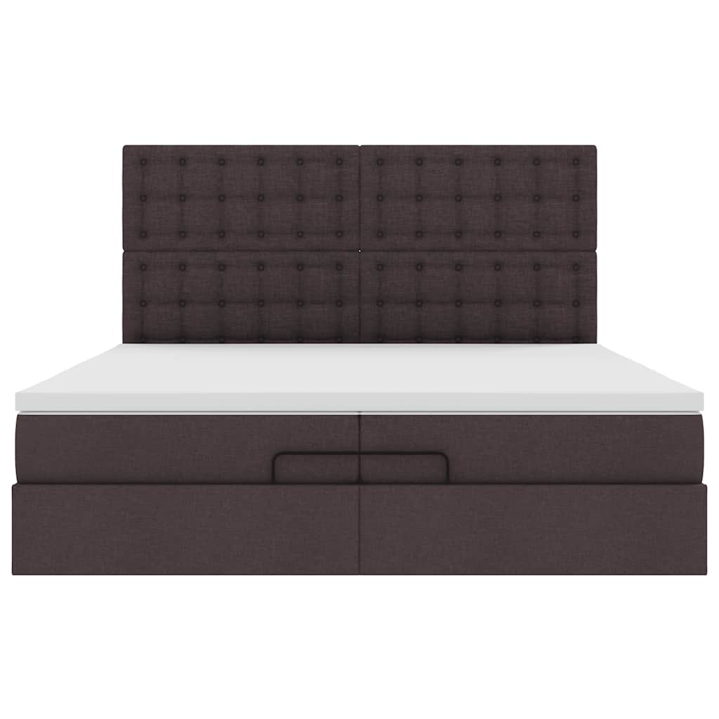 Ottoman bed met matrassen en LED's 200x200cm stof donkerbruin