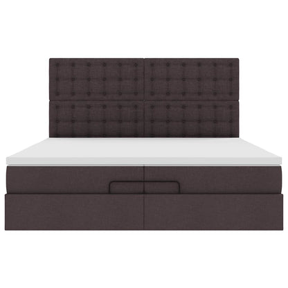 Ottoman bed met matrassen en LED's 200x200cm stof donkerbruin