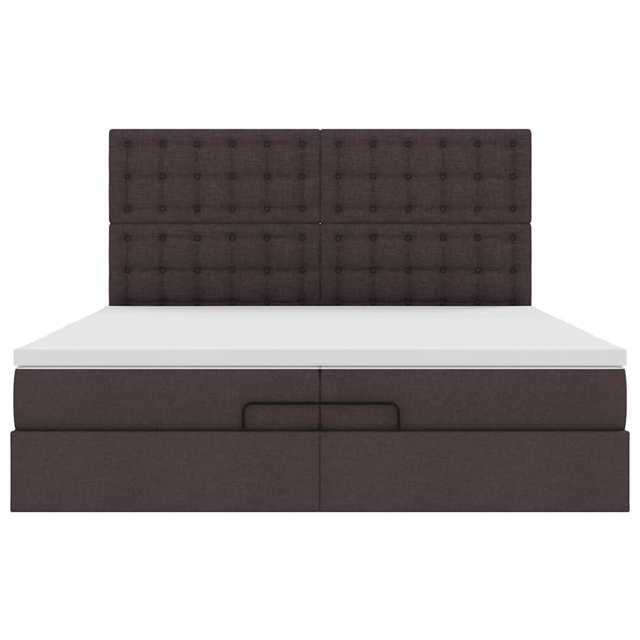 Ottoman bed met matrassen en LED's 200x200cm stof donkerbruin