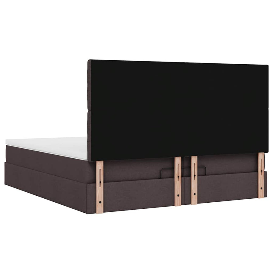 Ottoman bed met matrassen en LED's 200x200cm stof donkerbruin