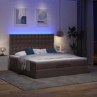 Ottomaans bed 200x200 cm donkerbruin met opbergruimte en LED
