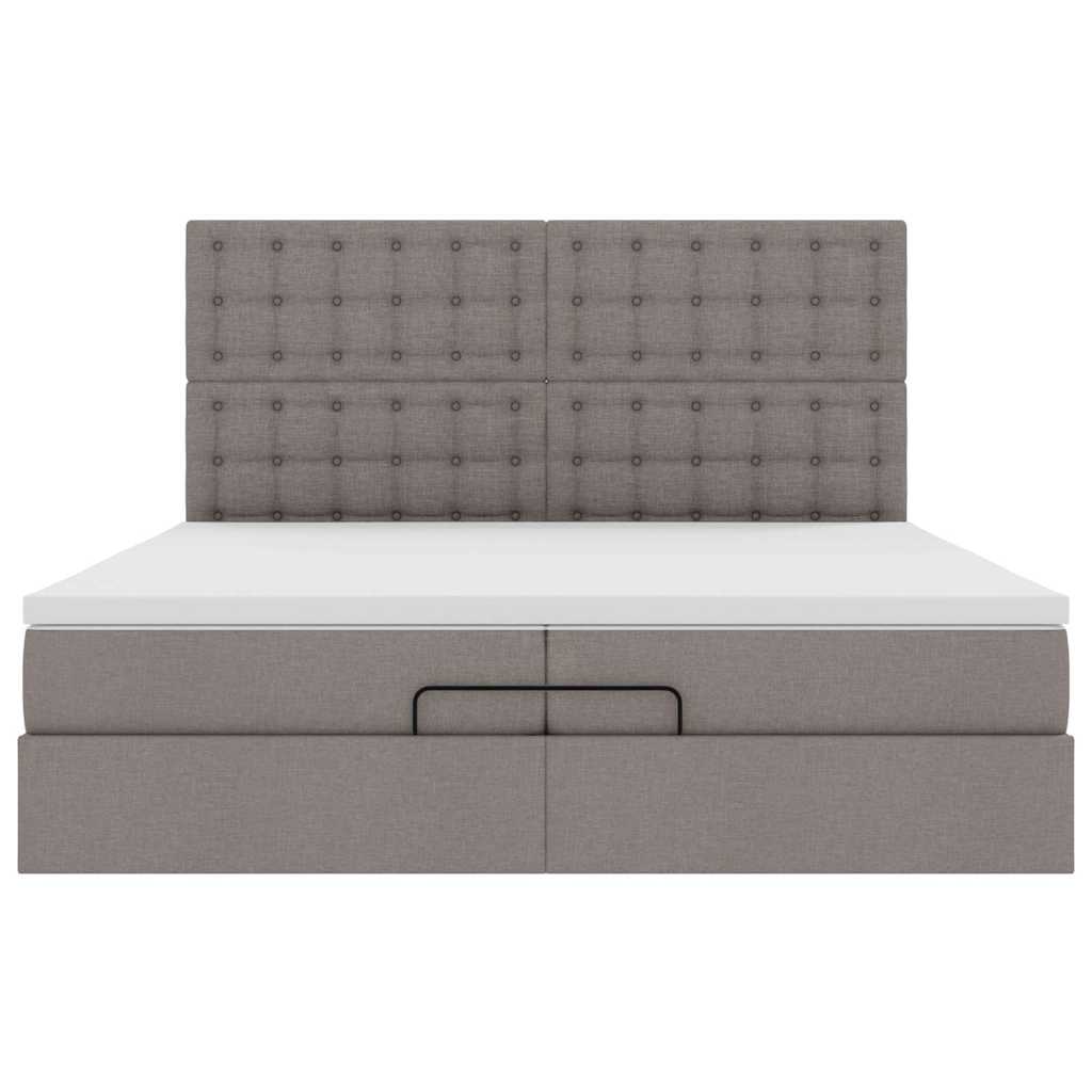 Ottoman bed met matrassen en LED's 200x200cm stof taupe