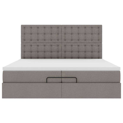 Ottoman bed met matrassen en LED's 200x200cm stof taupe
