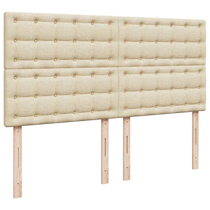 Ottoman bed met matrassen en LED's 200x200cm stof crèmekleurig