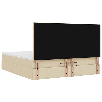 Ottoman bed met matrassen en LED's 200x200cm stof crèmekleurig