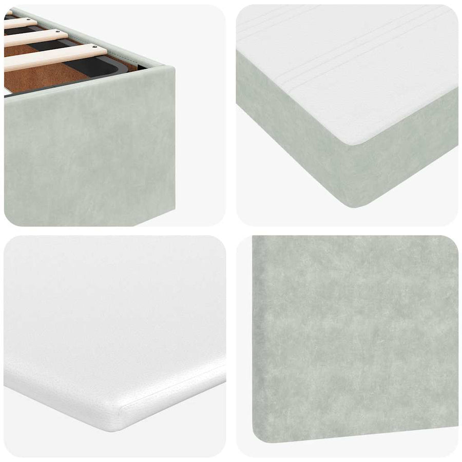 Ottoman bed met matrassen en LED's 80x200cm fluweel lichtgrijs