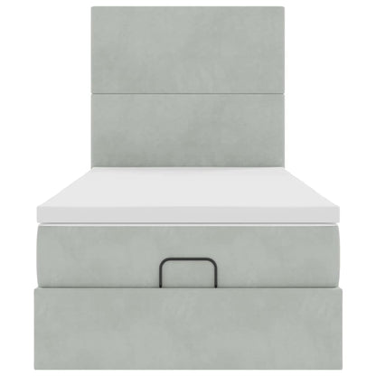 Ottoman bed met matrassen en LED's 80x200cm fluweel lichtgrijs