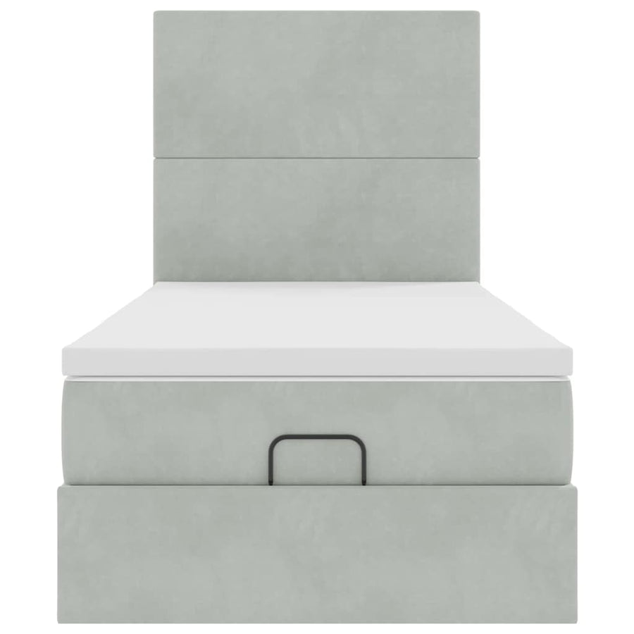 Ottoman bed met matrassen en LED's 80x200cm fluweel lichtgrijs
