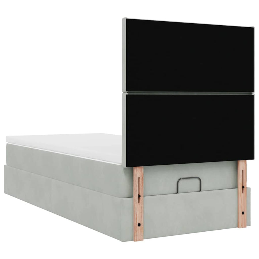 Ottoman bed met matrassen en LED's 80x200cm fluweel lichtgrijs