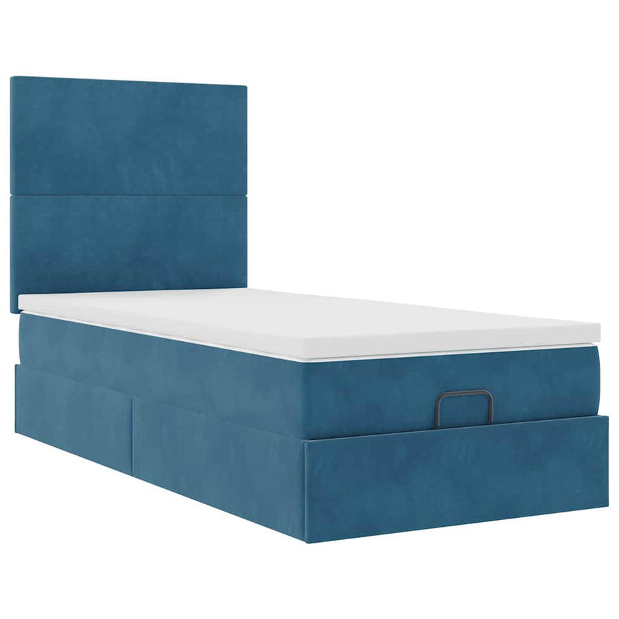 Ottoman bed met matrassen en LED's 80x200cm fluweel donkerblauw