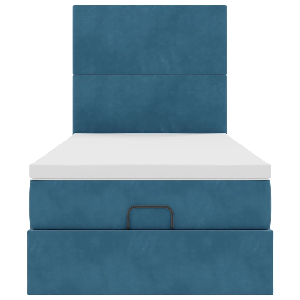 Ottoman bed met matrassen en LED's 80x200cm fluweel donkerblauw
