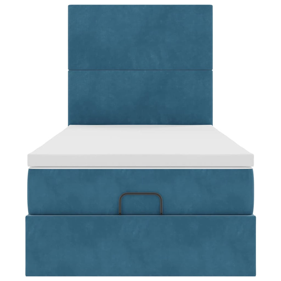 Ottoman bed met matrassen en LED's 80x200cm fluweel donkerblauw