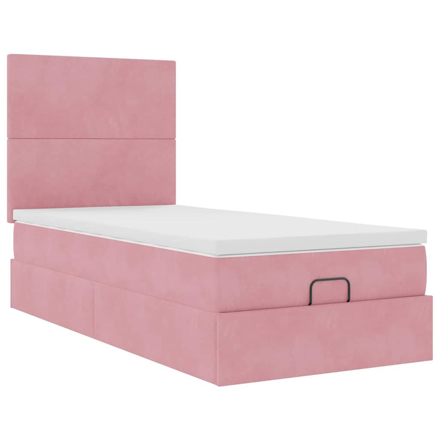 Ottoman bed met matrassen en LED's 80x200cm fluweel roze