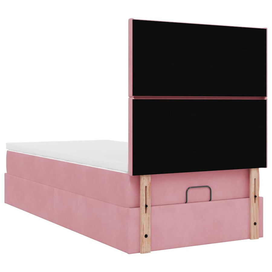 Ottoman bed met matrassen en LED's 80x200cm fluweel roze