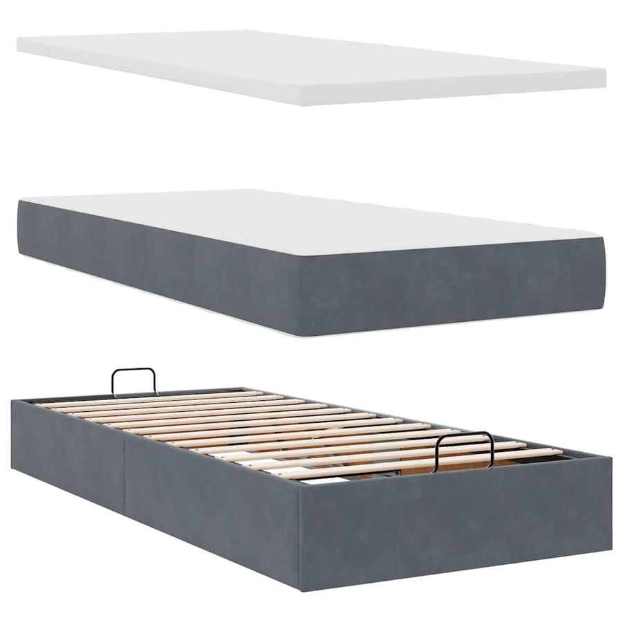 Ottoman bed met matrassen en LED's 90x190cm fluweel donkergrijs