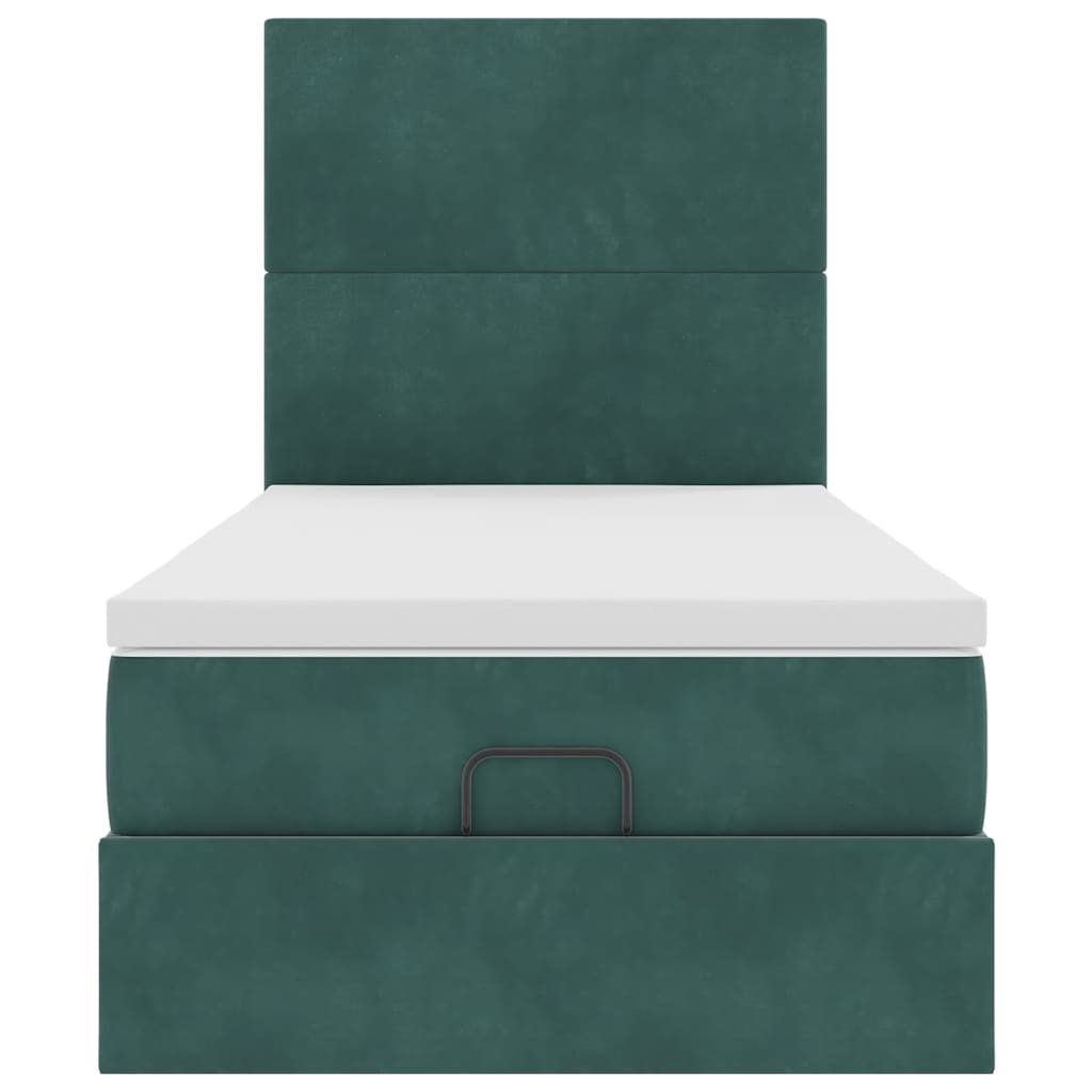 Ottoman bed met matrassen en LED's 90x190cm fluweel donkergroen