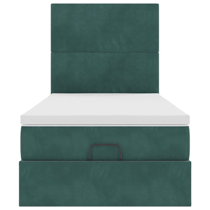 Ottoman bed met matrassen en LED's 90x190cm fluweel donkergroen