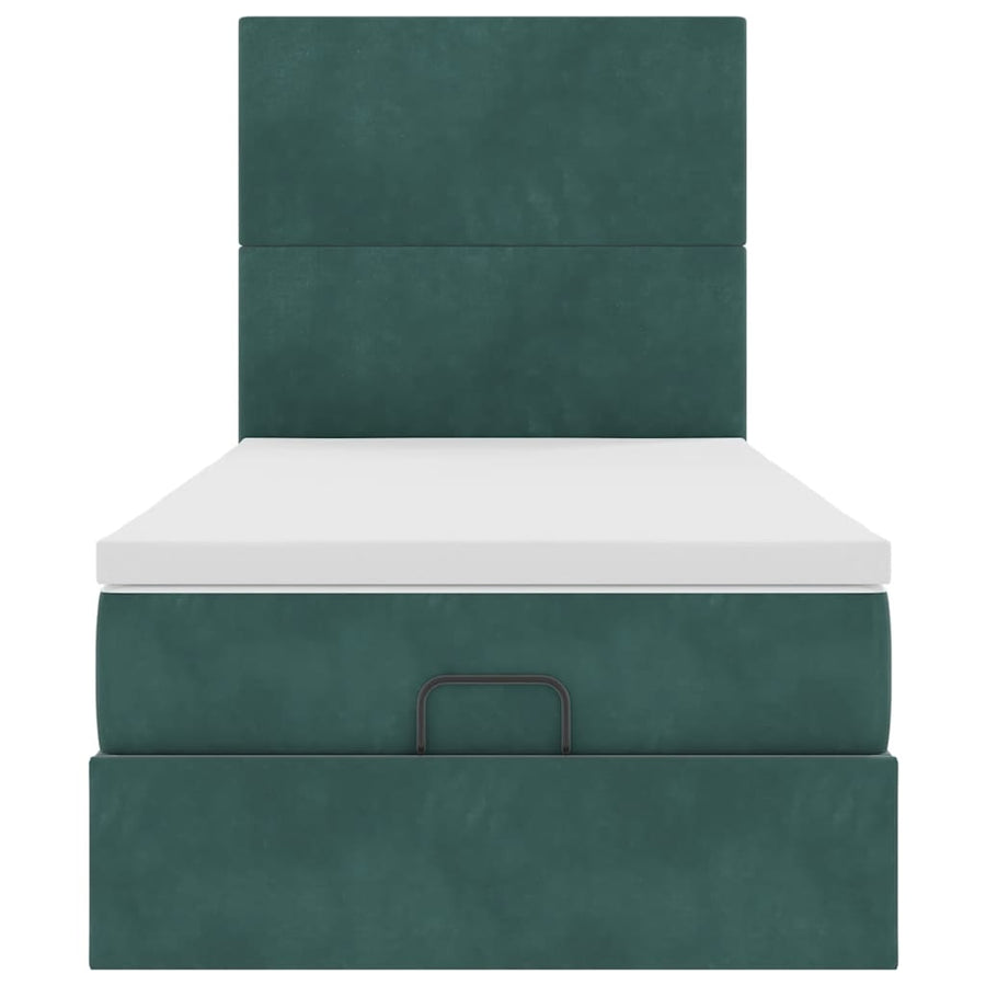 Ottoman bed met matrassen en LED's 90x190cm fluweel donkergroen