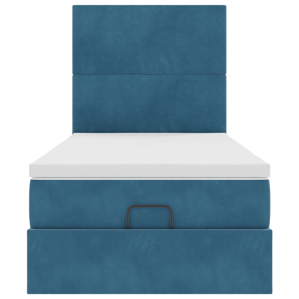 Ottoman bed met matrassen en LED's 90x190cm fluweel donkerblauw