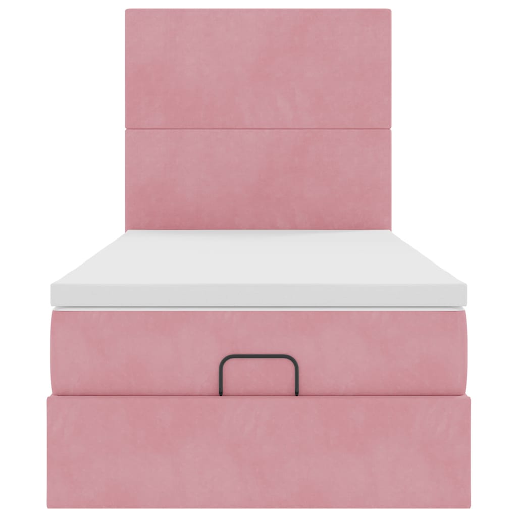 Ottoman bed met matrassen en LED's 90x190cm fluweel roze