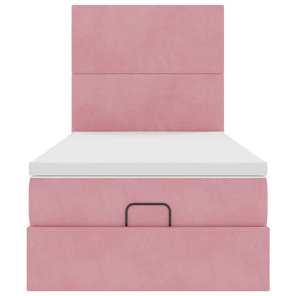 Ottoman bed met matrassen en LED's 90x190cm fluweel roze