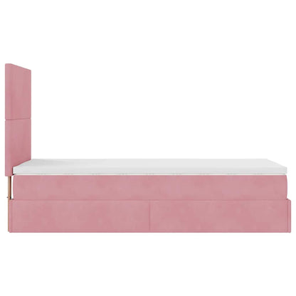 Ottoman bed met matrassen en LED's 90x190cm fluweel roze