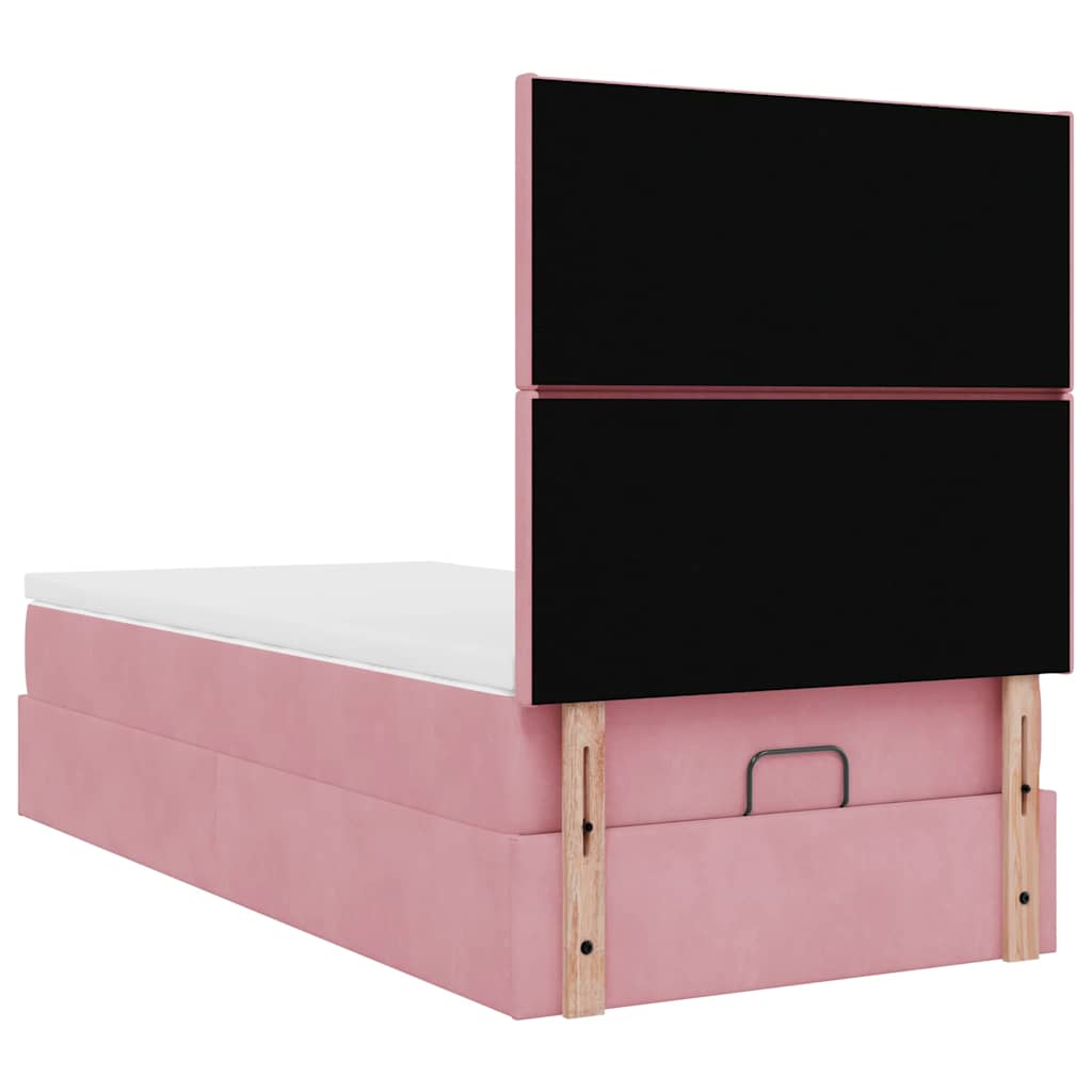 Ottoman bed met matrassen en LED's 90x190cm fluweel roze