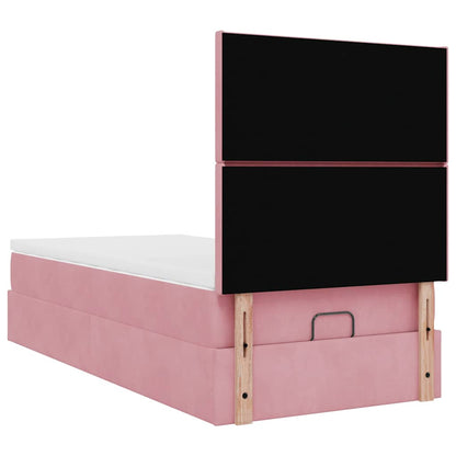 Ottoman bed met matrassen en LED's 90x190cm fluweel roze