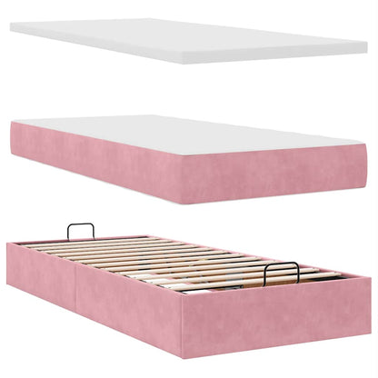 Ottoman bed met matrassen en LED's 90x190cm fluweel roze